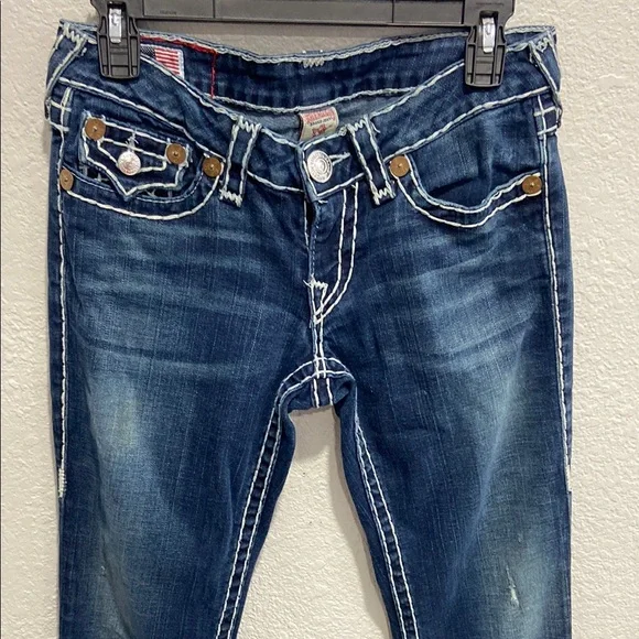 True Religion Blue Boot Leg (flared) Jeans with Contrast Stitching - Picture 6 of 7